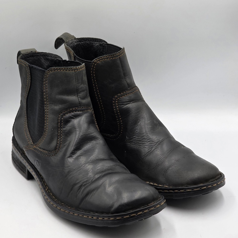 Born Mens Black Leather Chelsea Boots M3365 Size 9M Hand Crafted Footwear